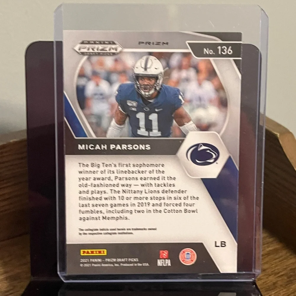 🏈 Micah Parson 2021 Panini Green Prizm Draft Picks NFL Football Card #136